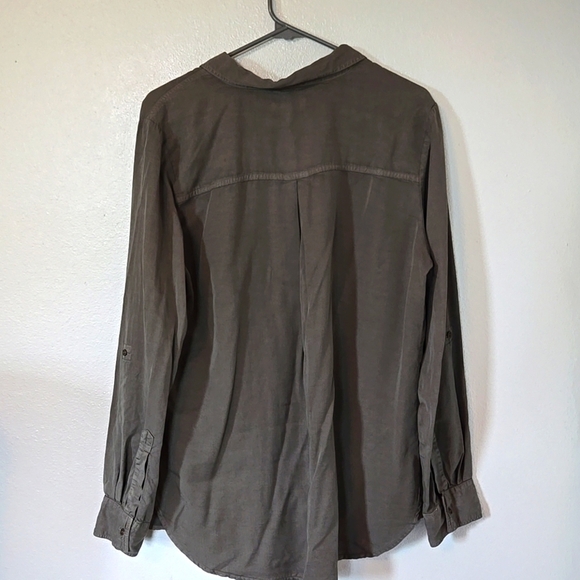 Tinsel Olive Green Button Down Shirt with Single Pocket Size Large - Picture 2 of 7
